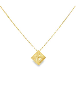 Geometric openwork pendant necklace in yellow gold