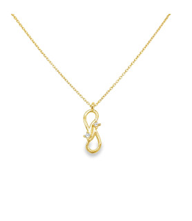Elegant yellow gold necklace with brilliant round zircons