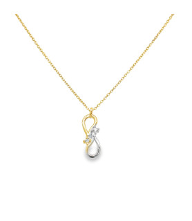 Yellow and white gold necklace with zircons