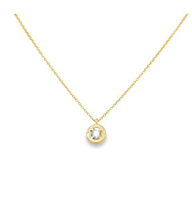 Brilliant-Cut Round Zircon Yellow Gold Necklace