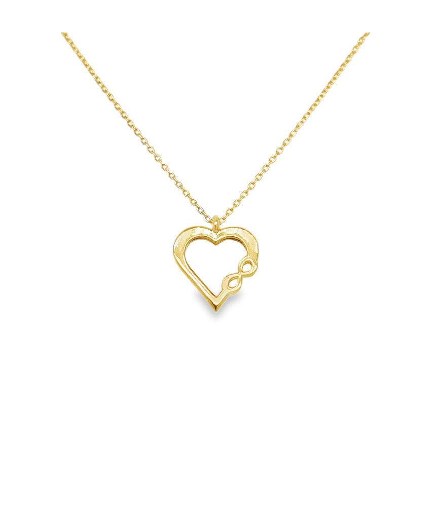Yellow Gold Heart & Infinity Symbol Charm Necklace