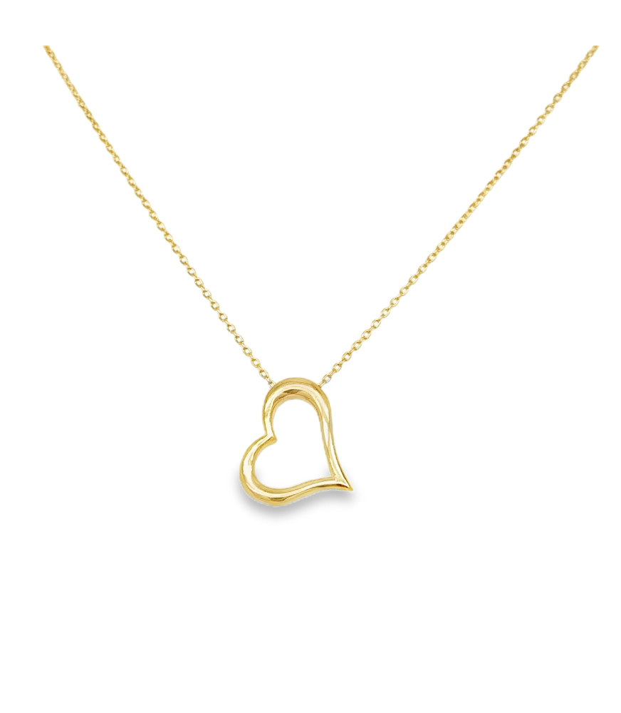 Delicate Yellow Gold Heart Charm Necklace