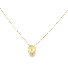 Yellow Gold Skull Charm Necklace