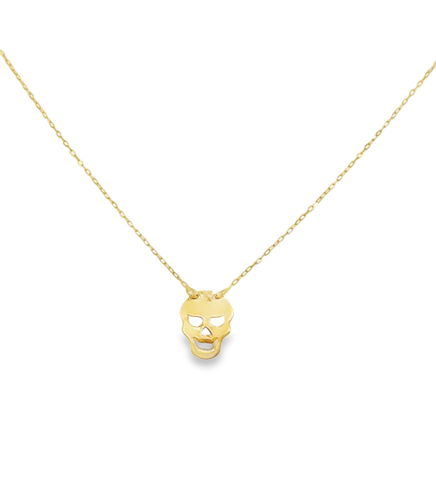 Yellow Gold Skull Charm Necklace