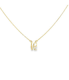 Yellow Gold LOVE Charm Necklace