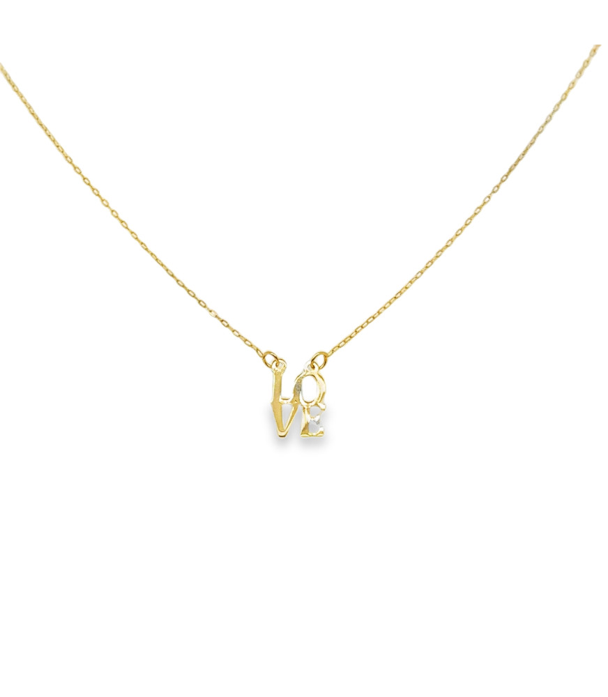 Yellow Gold LOVE Charm Necklace